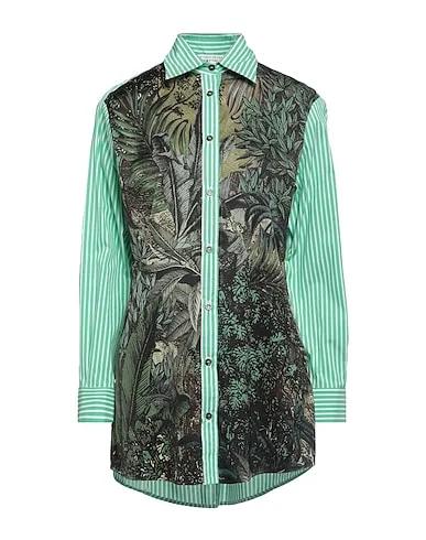 Green Plain weave Floral shirts & blouses