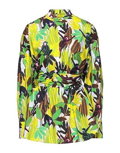 Green Plain weave Floral shirts & blouses