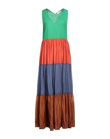 Green Plain weave Long dress