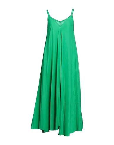 Green Plain weave Long dress