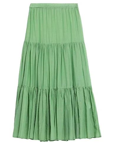 Green Plain weave Maxi Skirts