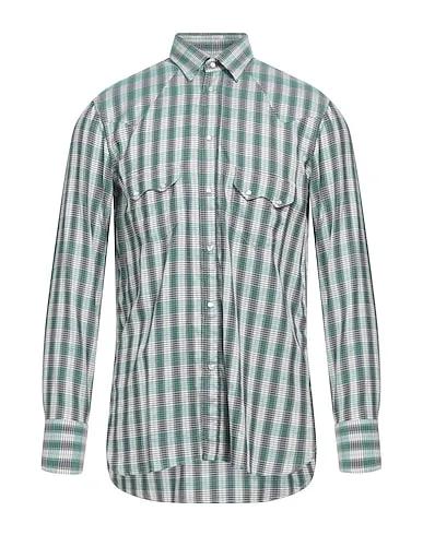 Green Plain weave Patterned shirt