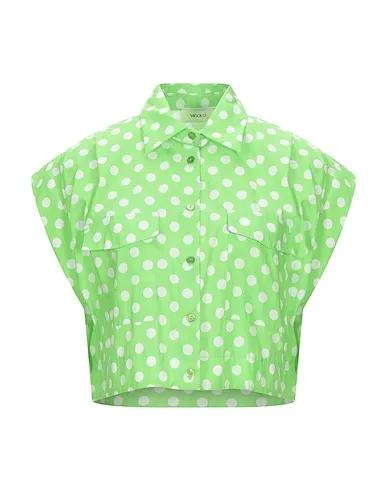 Green Plain weave Patterned shirts & blouses