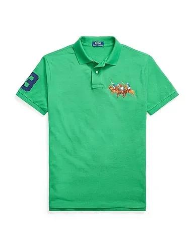 Green Polo shirt CUSTOM SLIM FIT TRIPLE-PONY POLO SHIRT
