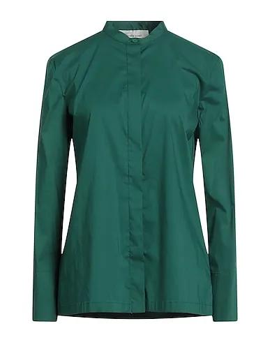 Green Poplin Solid color shirts & blouses