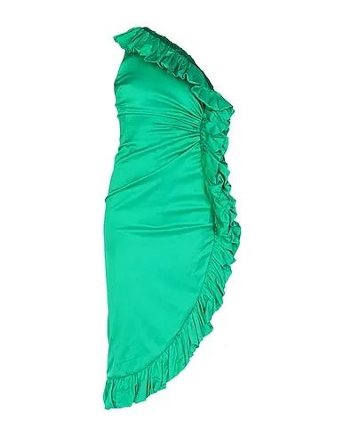 Green Satin One-shoulder dress