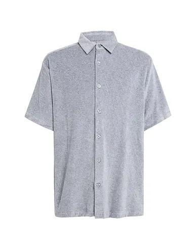 Grey Chenille Solid color shirt Topman velour shirt in grey
