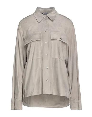 Grey Knitted Solid color shirts & blouses