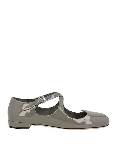 Grey Leather Ballet flats