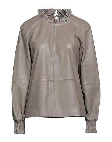 Grey Leather Blouse