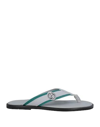 Grey Leather Flip flops