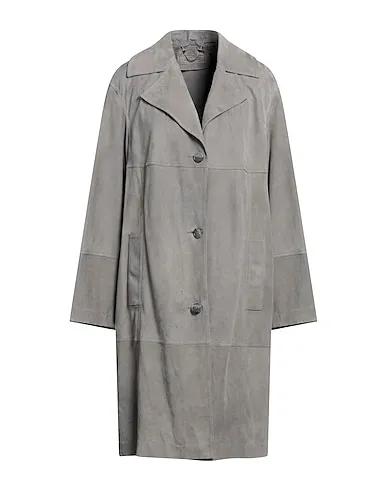 Grey Leather Full-length jacket