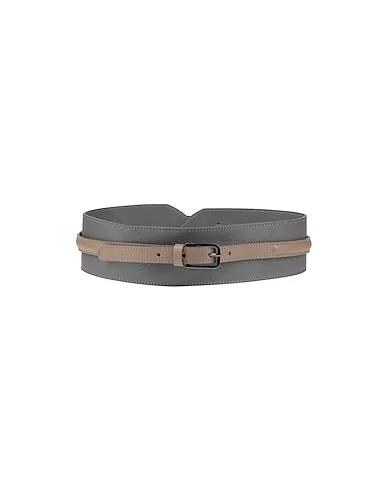 Grey Leather High-waist belt