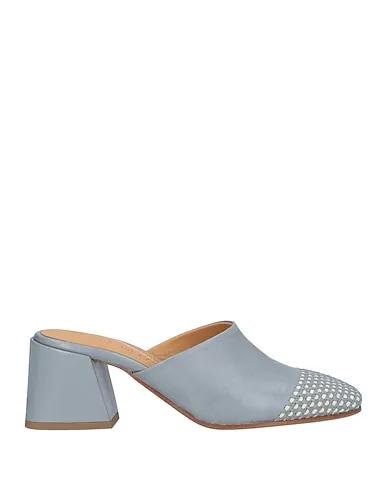 Grey Leather Mules and clogs
