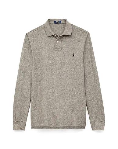 Grey Piqué Polo shirt CUSTOM SLIM FIT MESH POLO SHIRT

