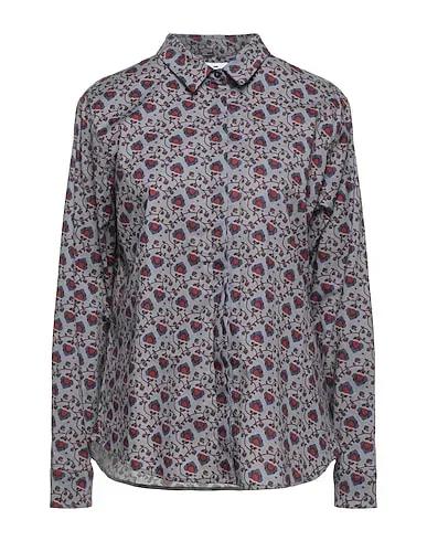 Grey Plain weave Floral shirts & blouses