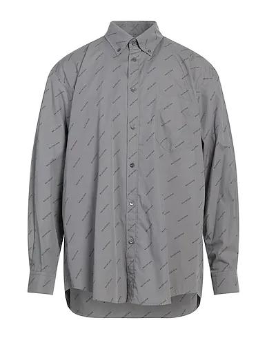 Grey Plain weave Patterned shirt
