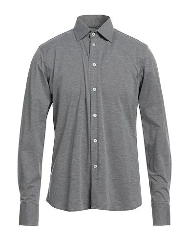 Grey Plain weave Patterned shirt