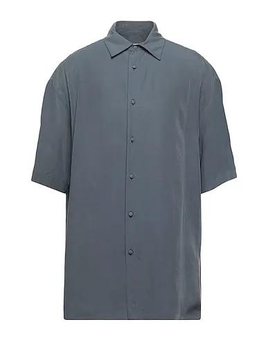 Grey Plain weave Solid color shirt