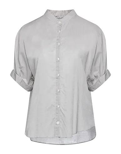 Grey Plain weave Solid color shirts & blouses