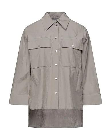 Grey Plain weave Solid color shirts & blouses