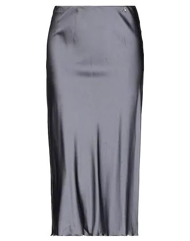 Grey Satin Midi skirt