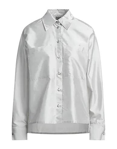Grey Taffeta Solid color shirts & blouses