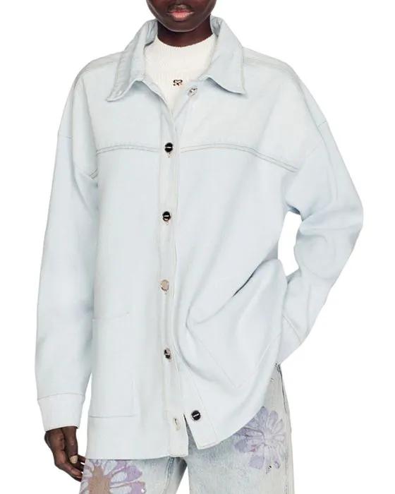 Gwendy Denim Trim Knit Shirt Jacket 