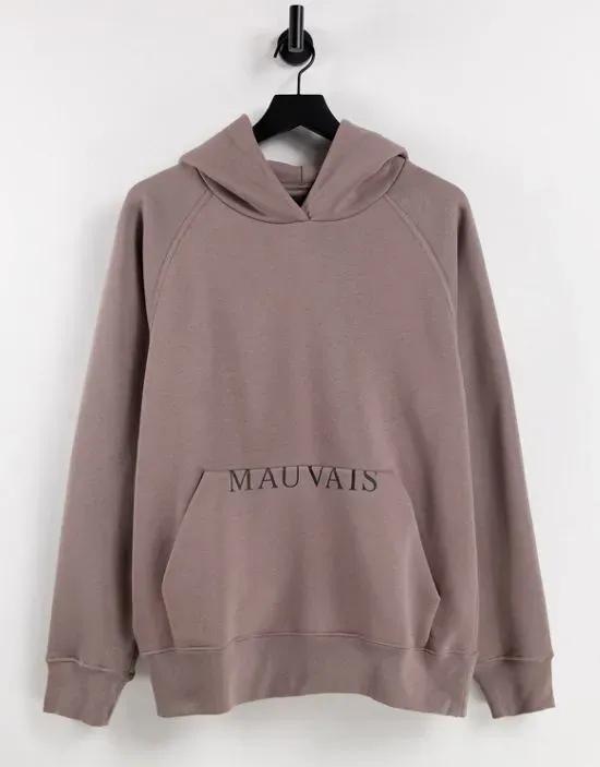 half logo oversize hoodie in taupe