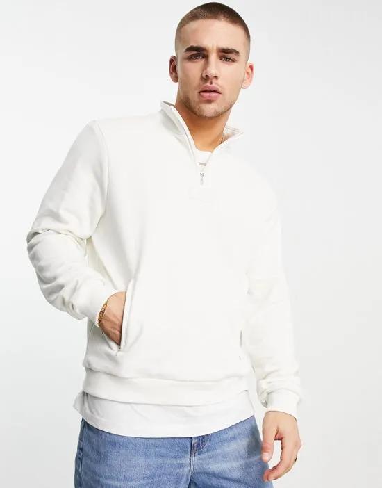 half zip sweatshirt with logo in white