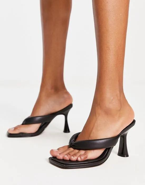 Halle padded toe thong heeled sandals in black