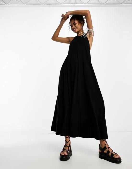halter maxi dress in black