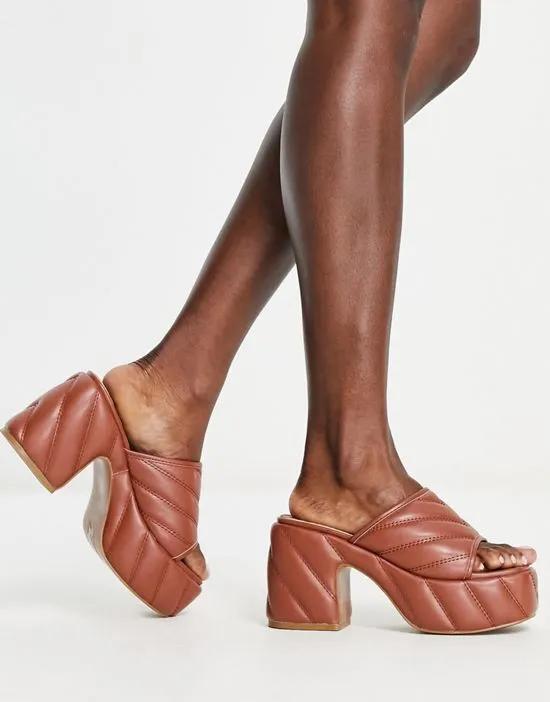 Harlan padded heeled mules in tan