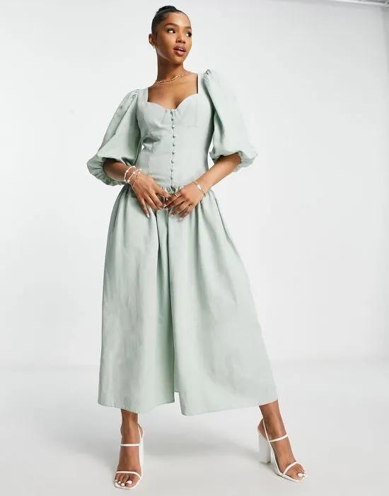 Harriet linen dress in green