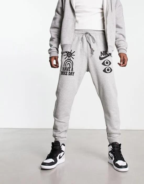 Have a  Day joggers in dark gray heather