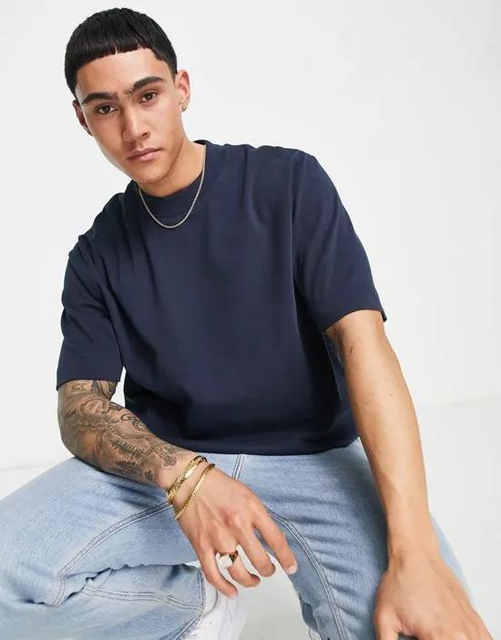 heavyweight oversized t-shirt in brushed cotton in navy