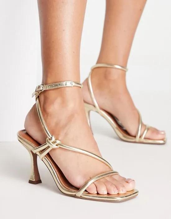 Heba mid heeled sandals in gold