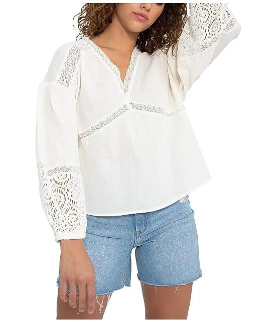 Heirloom Gauze with Lace Popover Top