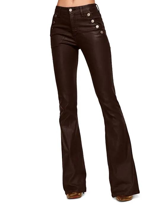 Helena Coated High Rise Flare Jeans in Black