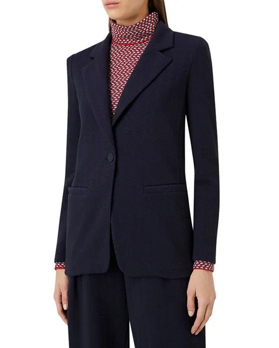 Herringbone Single Button Blazer