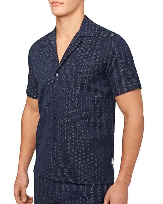Hibbert Solo Pastiche Tailored Fit Short Sleeve Jacquard Shirt