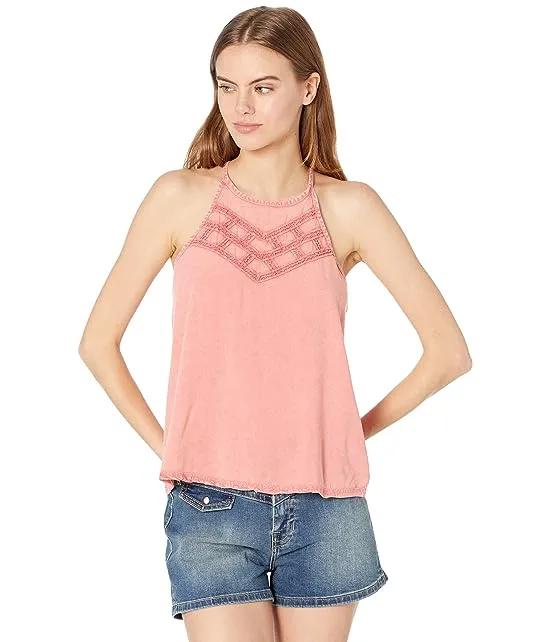 High Neck Mineral Wash Tank Blouse B5-9908