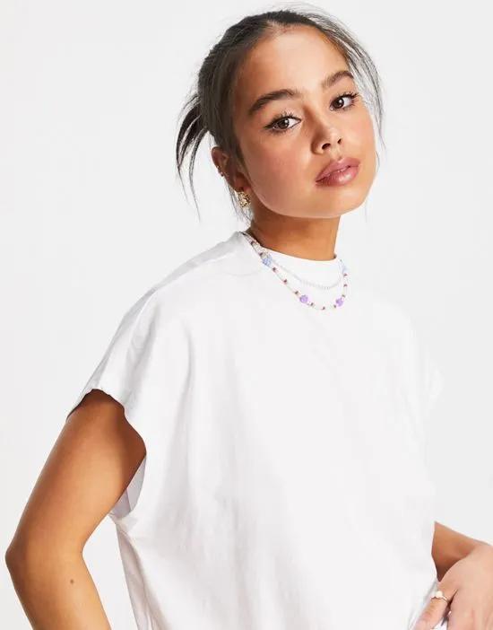 high neck t-shirt in white