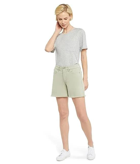 High-Rise A-Line Shorts Fray Hem in Bamboo