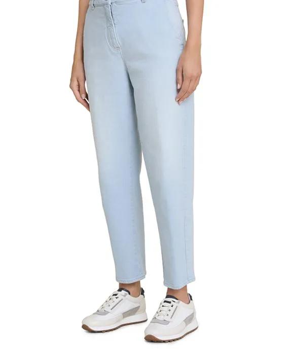 High Rise Ankle Tapered Jeans in Mirage Blue