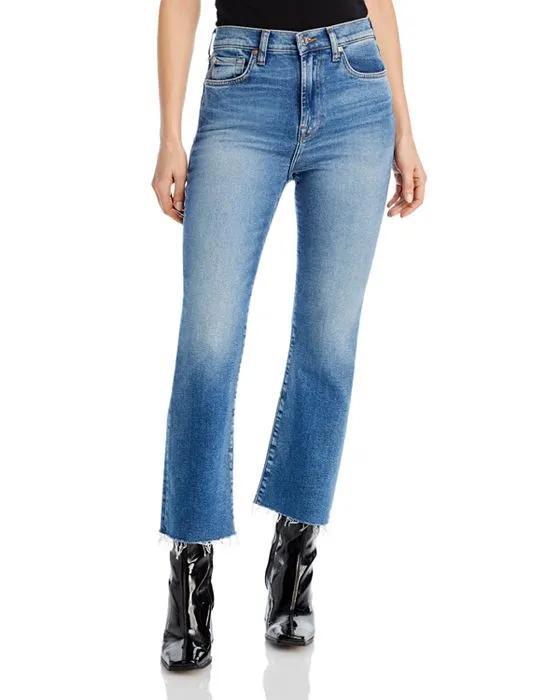 High Rise Cropped Kick Flare Jeans in Lyme