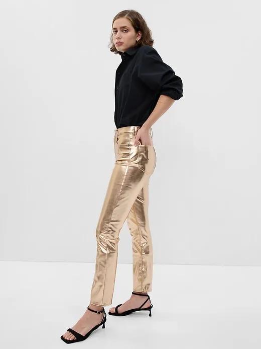High Rise Faux-Leather Vintage Slim Jeans