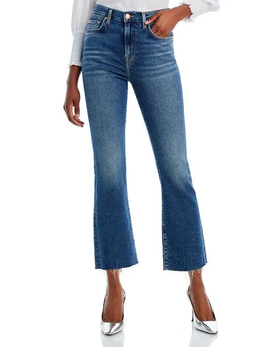 High Rise Slim Kick Ankle Jeans in Blue Print  