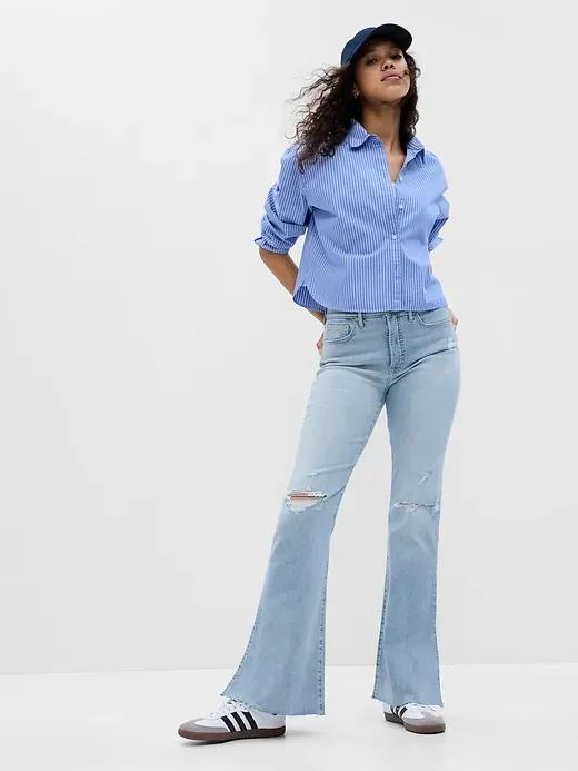 High Rise Split-Hem '70s Flare Jeans with Washwell
