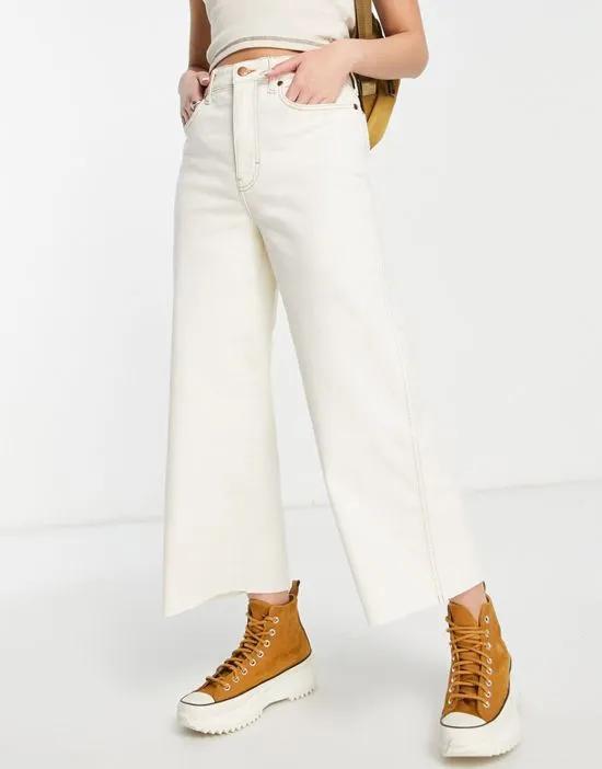 high rise world wide leg jeans in white